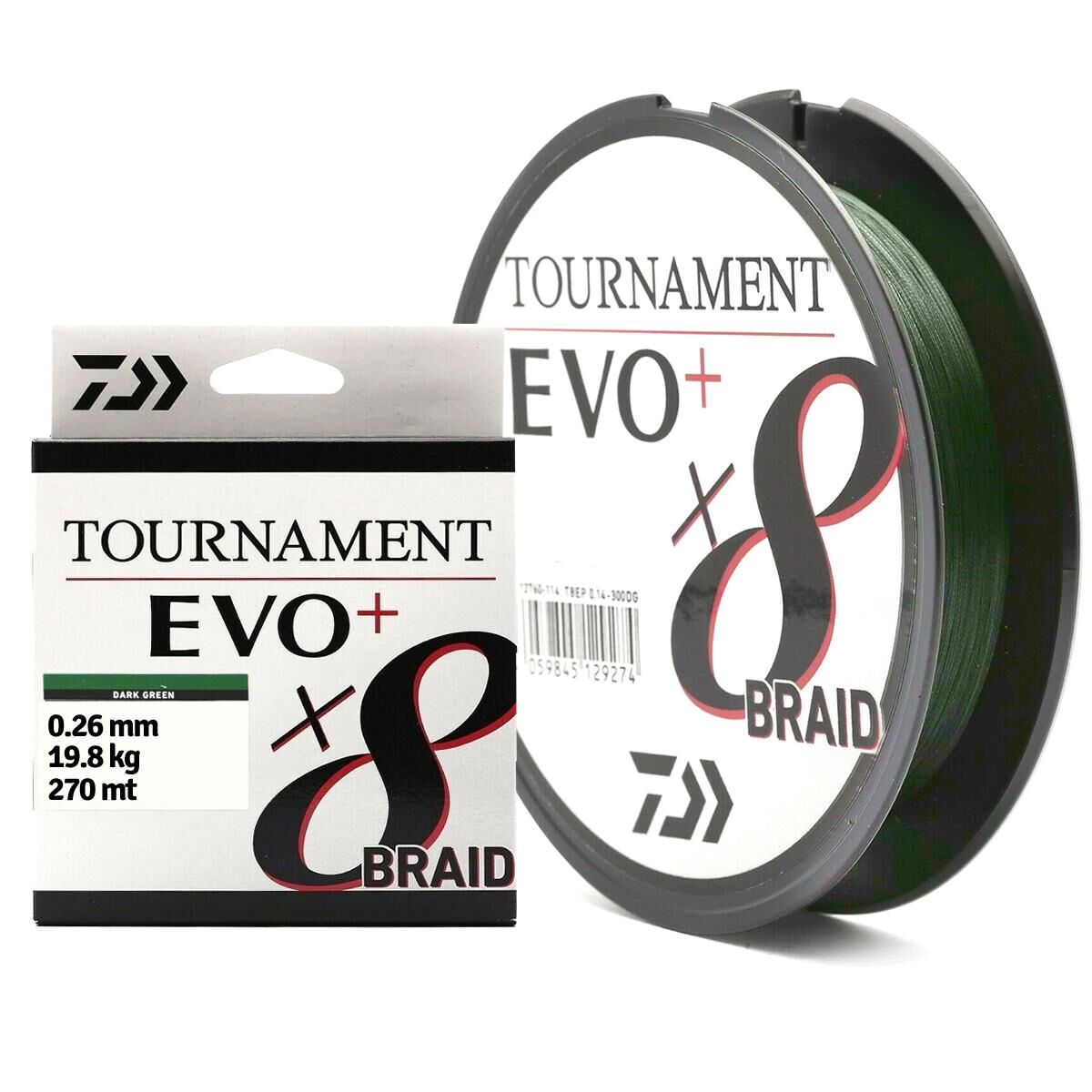 Daiwa Tournament Evo+ 8X İp Misina 0.26mm 19.8kg 270mt Koyu Yeşil